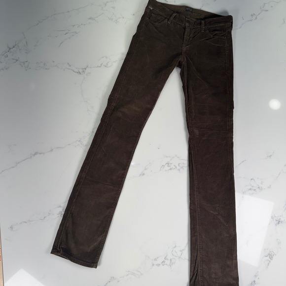 Citizens of Humanity Ava Corduroy‎ Pants Womens 27 Brown Low Rise Straight Leg - Picture 1 of 13
